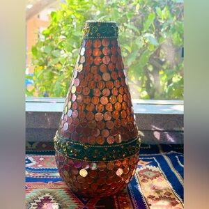 Mosaic Glass Vase with Gold Accents